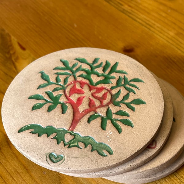 SALE! - Tree of Life small coasters or incense cone burner bases