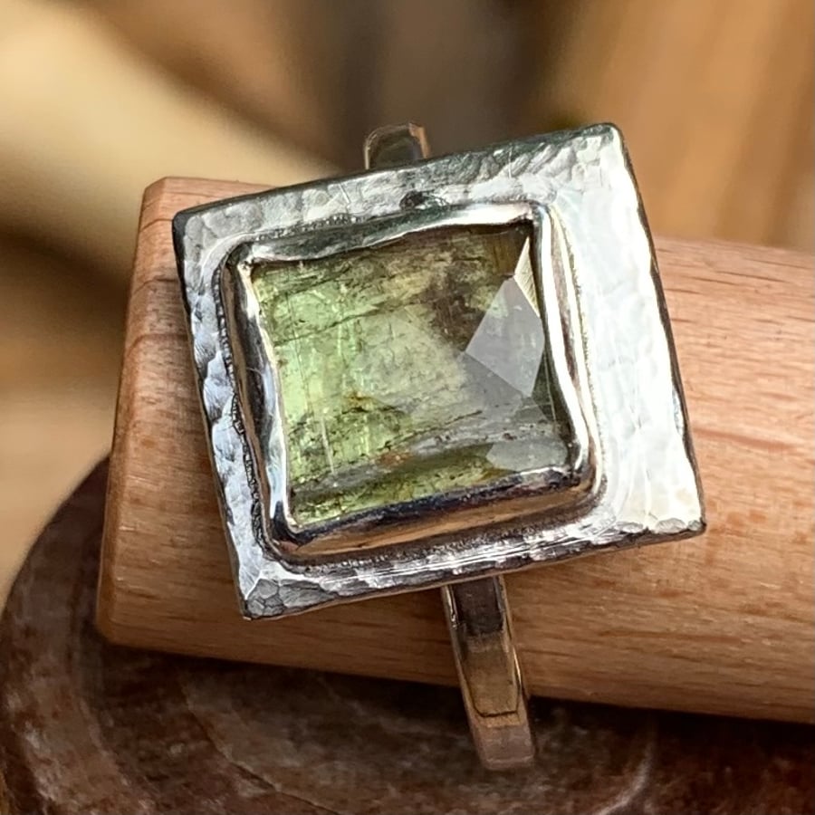 Unique ‘Watermelon’ Tourmaline & Sterling Silver ‘Picture’ Ring (K or L)