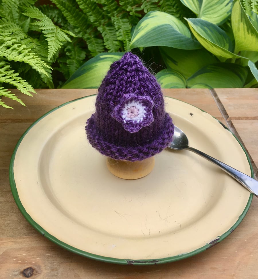 SALE - Purple Flower Egg Cosy, Easter Decorations