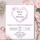Personalised Evening Wedding Invitation  Lilac Love Heart
