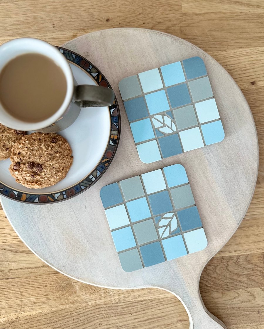 Coaster Set - Two Mosaic Chequerboard Coasters