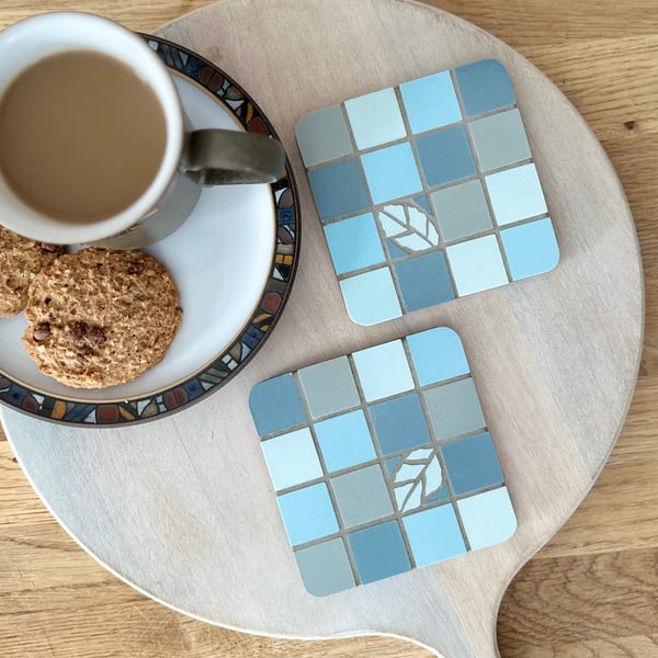 Coaster Set - Two Mosaic Chequerboard Coasters