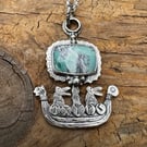 Hare Viking Ship Pendant with Aquaprase