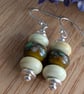 Handmade Sterling Silver Green Moss Lampwork Earrings - Image 6