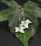 Handmade silver ivy leaf drop earrings, sterling silver ear wires