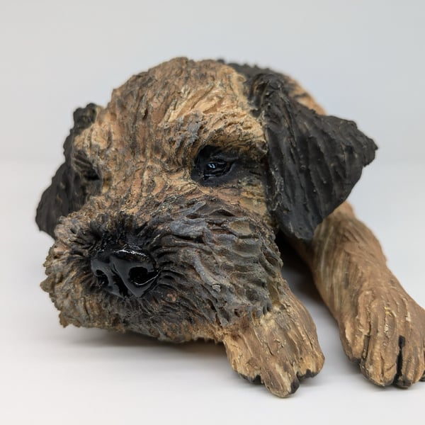 Large Border Terrier Sculpture in “Splat” Pose