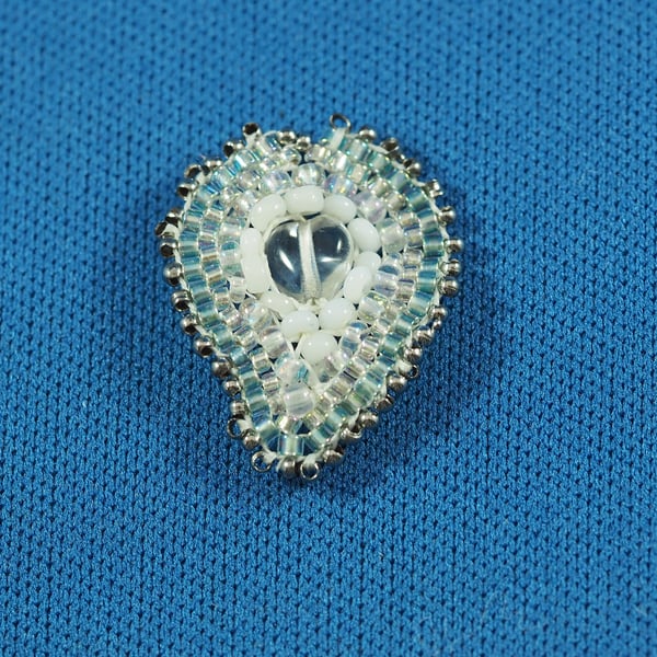 Tiny White Beaded Brooch 