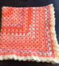 Hand Crochet Autumn Baby Blanket and Matching Hat Ombre Orange Ivory Cream - Image 2