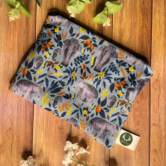 Asian Elephant Pouch Storage pouch for pencils, makeup, skincare, gift idea