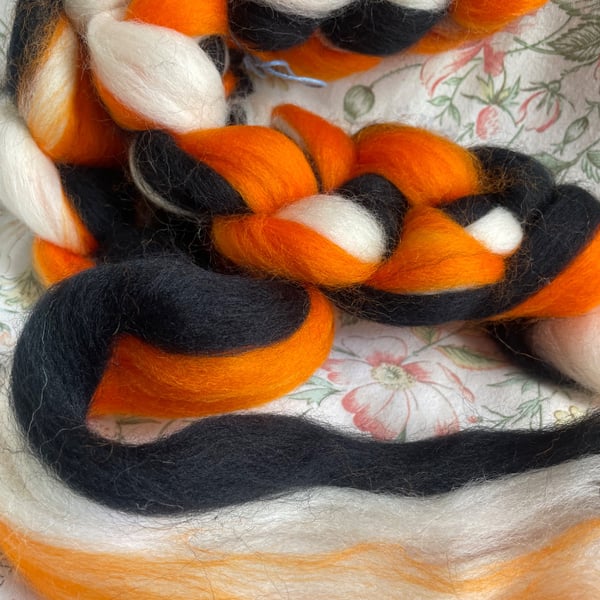 Calico Cat - 100g Blended, Combed Wool Tops for Spinning or Felting