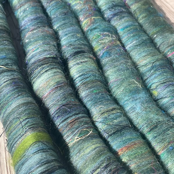 Rolags for Spinning, Mixed Fibres, Hand Blended Spinning Fibre for Fibre Crafts