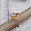 Sterling Silver and Orange Surfite Diamond Ring - UK Size N
