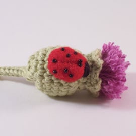 Made to order brooch - crochet thistle and ladybird