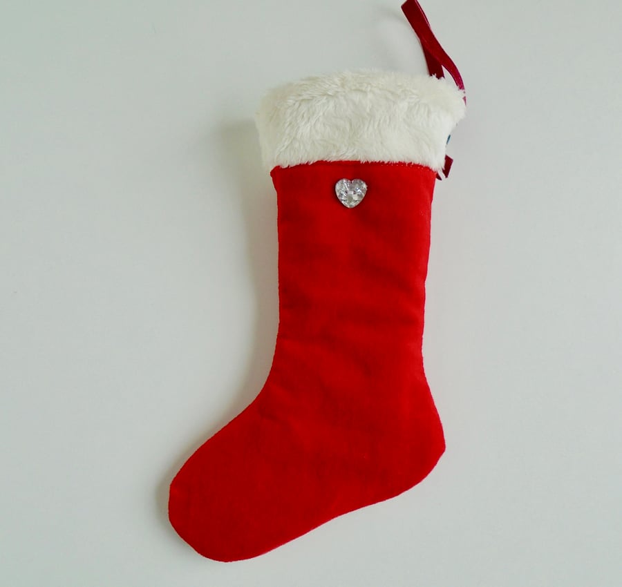 Red velvet  mini Christmas stocking 