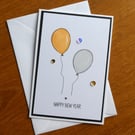 Happy New Year Card - Balloons - Gold and Silver