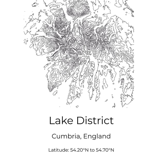 Lake District Minimalistic Topographic Map Wall Art