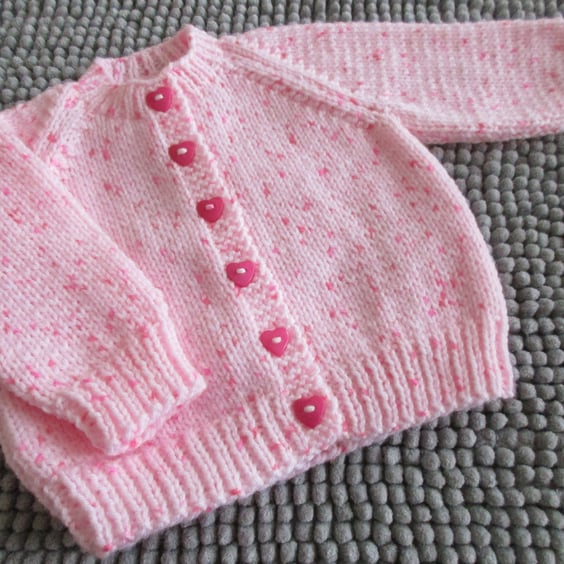 16" Pink Round Neck Baby Cardigan 