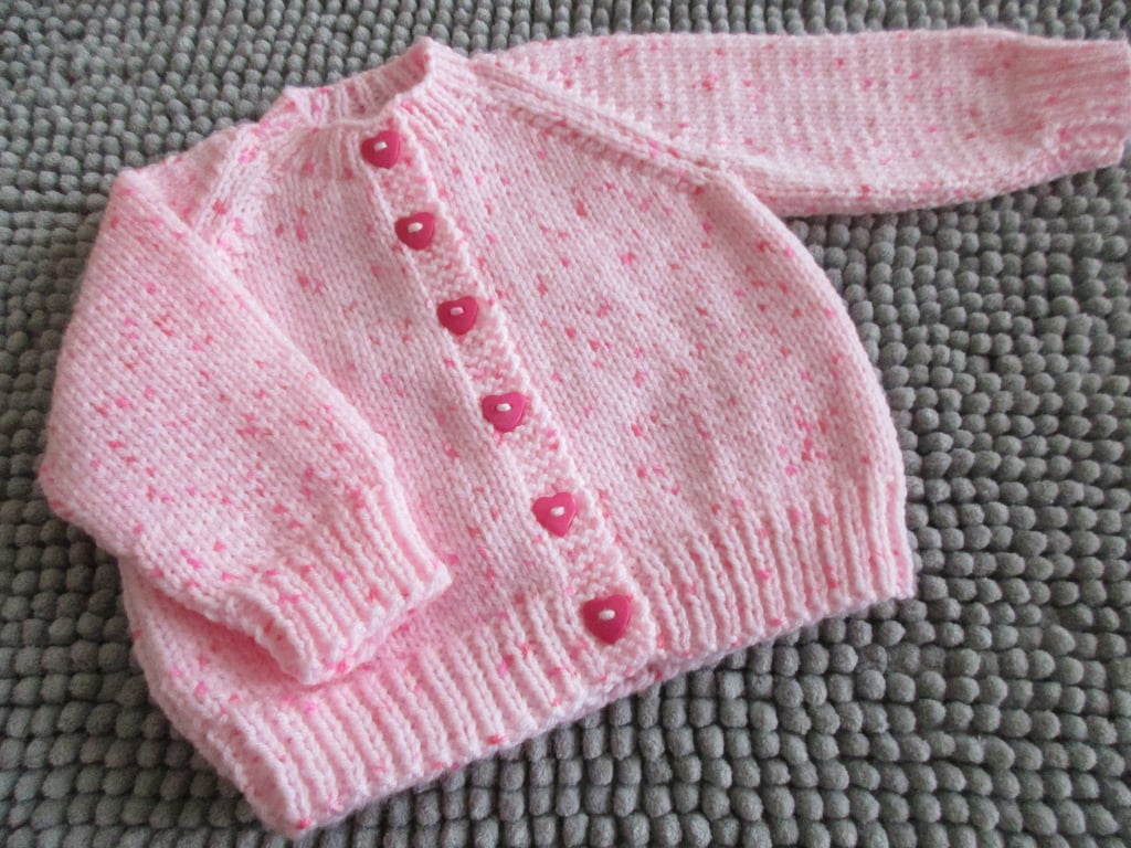 16" Pink Round Neck Baby Cardigan 