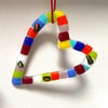 Fused Glass Patchwork open hanging heart
