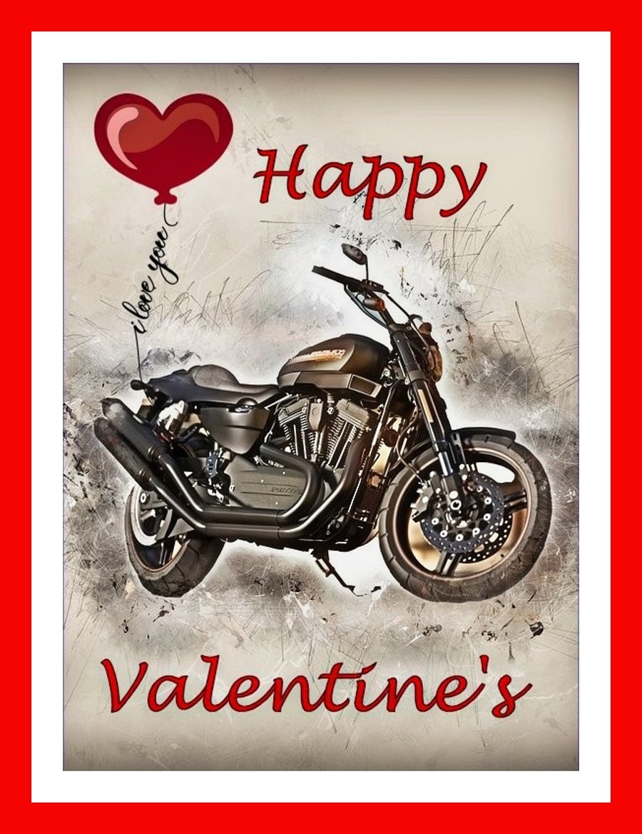 Motor Bike Happy Valentine's Day Card 