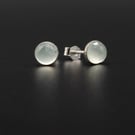Aqua chalcedony and sterling silver handmade gemstone 5mm stud earrings