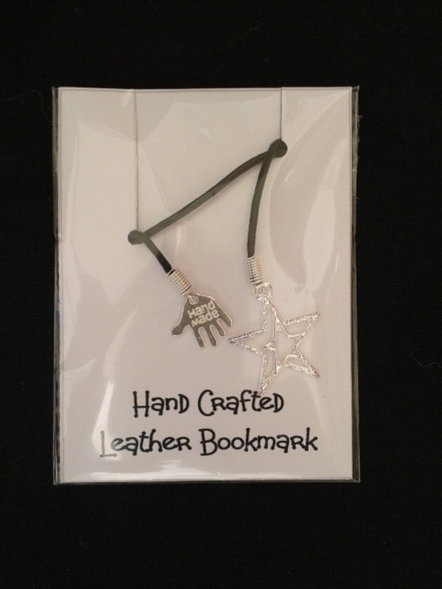 Star charm and leather thong bookmark 