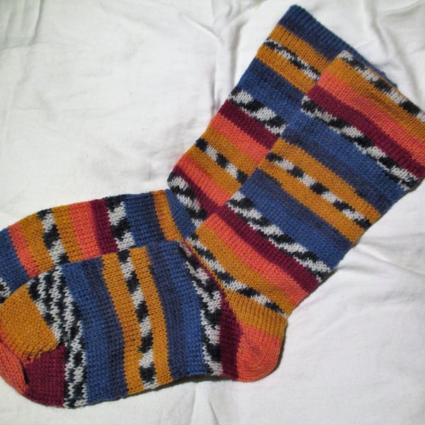Handmade Wool Socks SIZE: 7-9 UK, 9-11 US, 39-42 EURO 