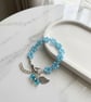 Cyan Blue Crystal Flower charm bracelet, boho bracelet, gift for her, delicate  - Image 6