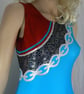 Turquoise gymnastic leotard featuring chain design - Image 3