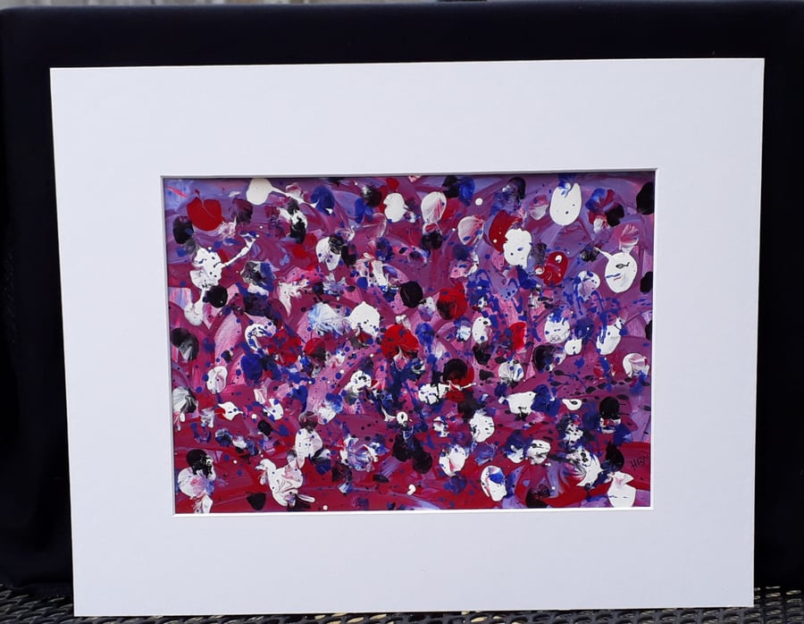 faces in the crowd, acrylic abstract painting in mount ready to frame - Folksy