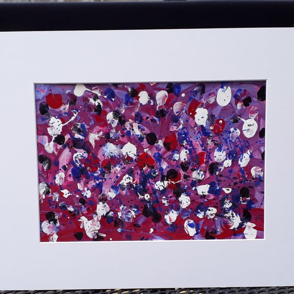 faces in the crowd, acrylic abstract painting in mount ready to frame - Folksy