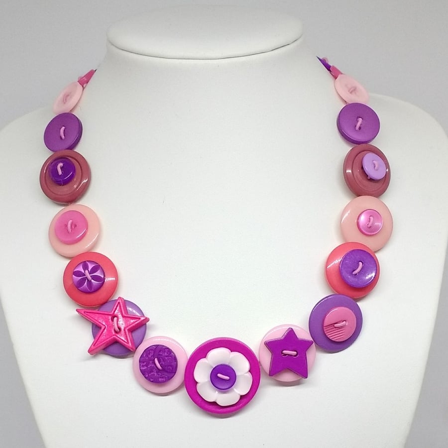 In the Pink Fancy Button Necklace