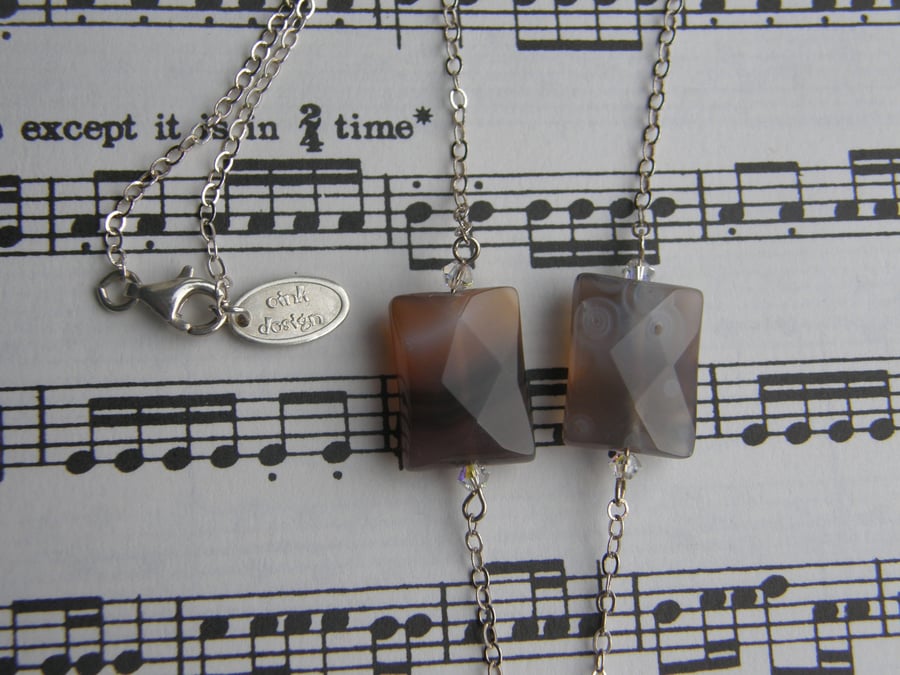 Triple banded agate necklace