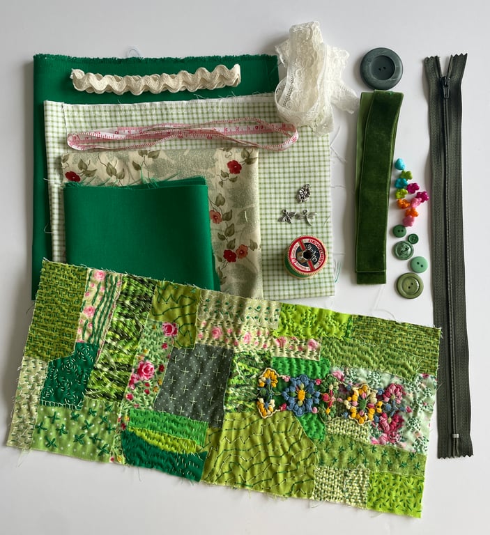 Hand Stitched Fabric & Haberdashery Sewing Kit.