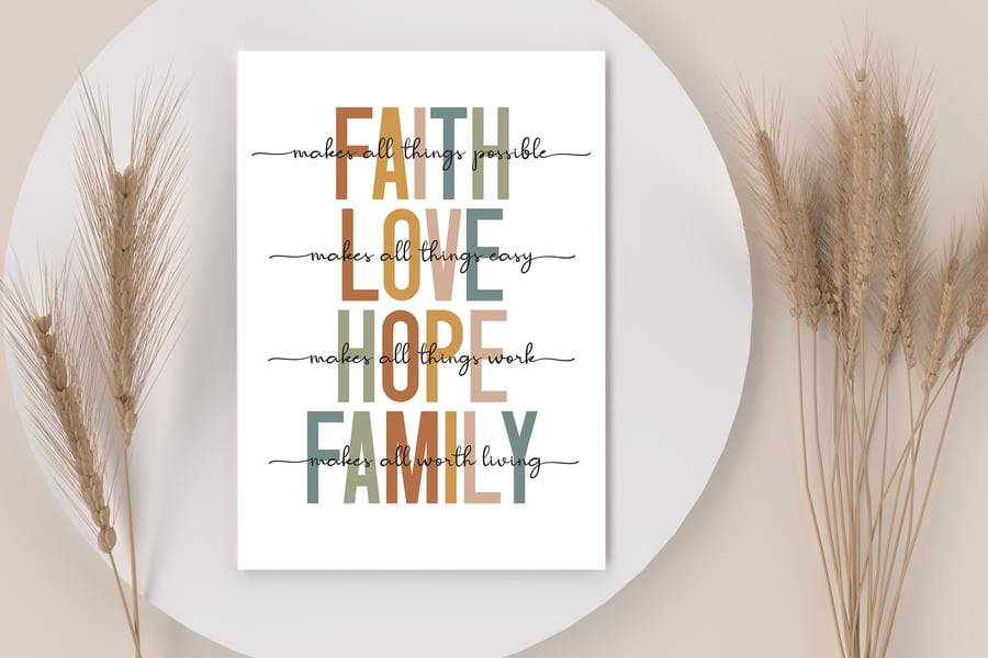 Faith Love Hope Family Print