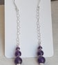 Gorgeous Amethyst beads and Heart Chain Dangly Earrings. - Image 2