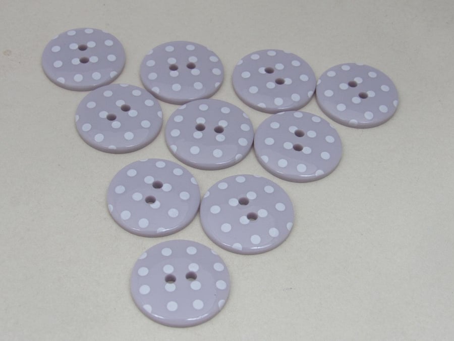 10 Polkadot Lilac Purple Buttons