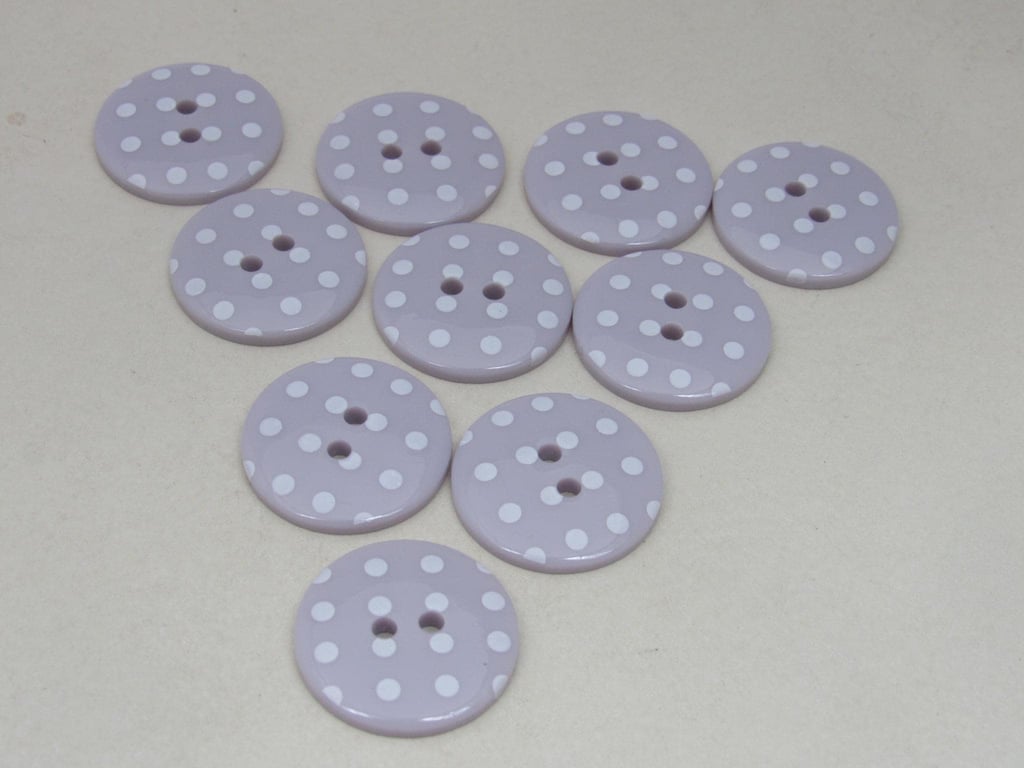 10 Polkadot Lilac Purple Buttons