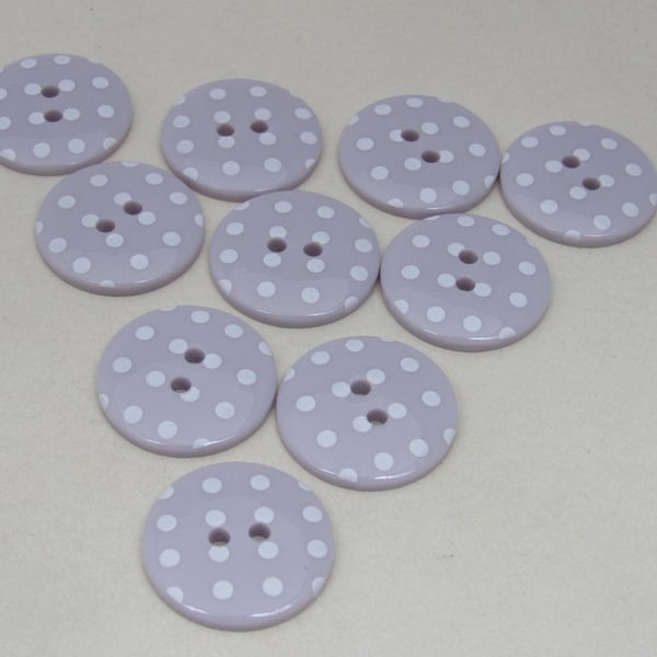 10 Polkadot Lilac Purple Buttons