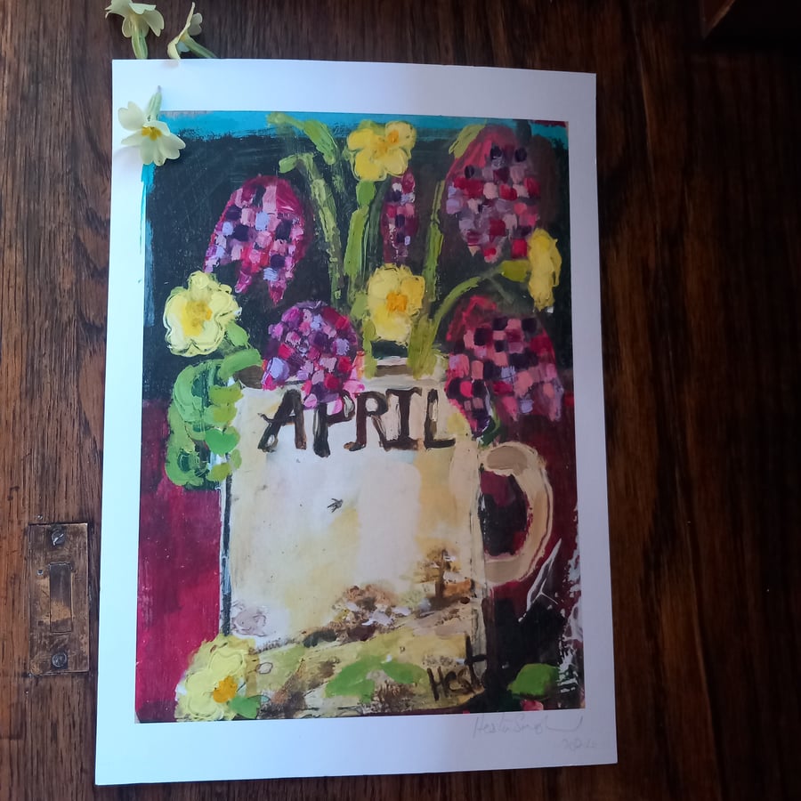 A4 embellished print 'April still life '