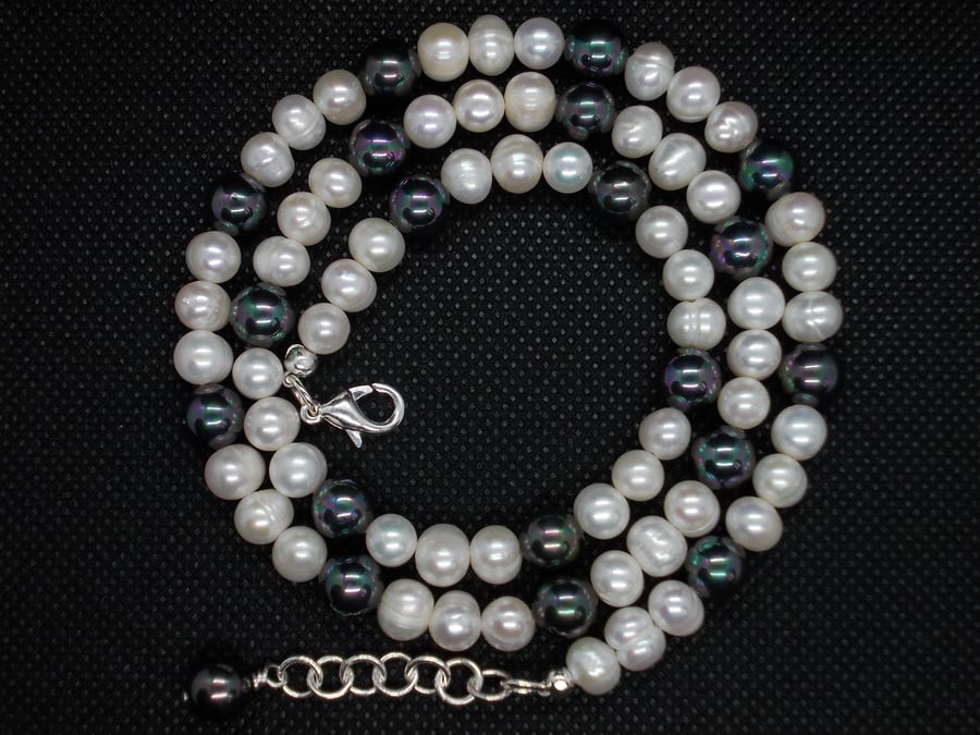 SALE - Freshwater pearl peacock shell pearl longer length necklace