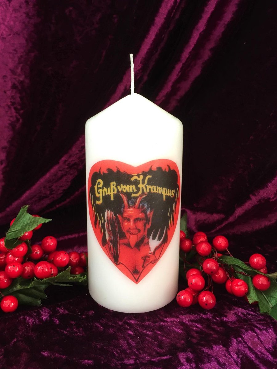 White Chunky Handmade Kitsch Christmas Krampus Heart Scented Candle