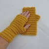  Crochet Fingerless Mitts Saffron Yellow