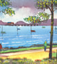 Walking To Mumbles, Original Watercolour, in 14 x 11'' Mount
