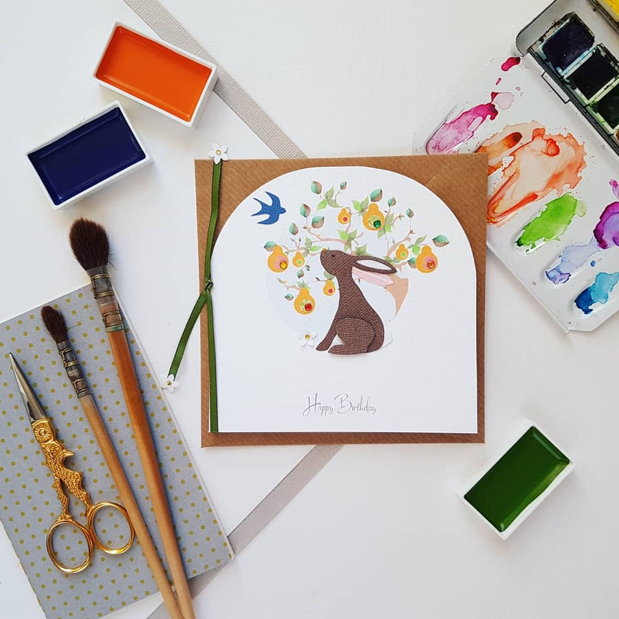 Country Song  - A Blank Rabbit Hare Inspired Birthday Card 