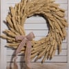 Handmade Natural Dried Wheat Wreath with Lace Ribbon