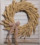 Handmade Natural Dried Wheat Wreath with Lace Ribbon