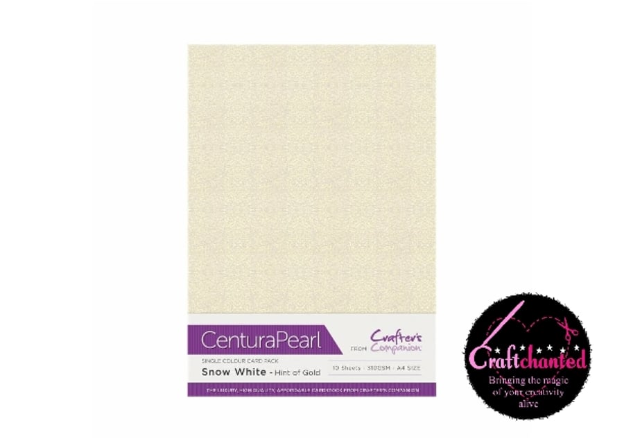 Crafter's Companion Centura Pearl 10 Sheet Pack - Snow White - Hint Of Gold