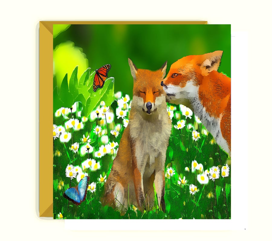 Fox Love Birthday, Greeting Card; Fox and Cub