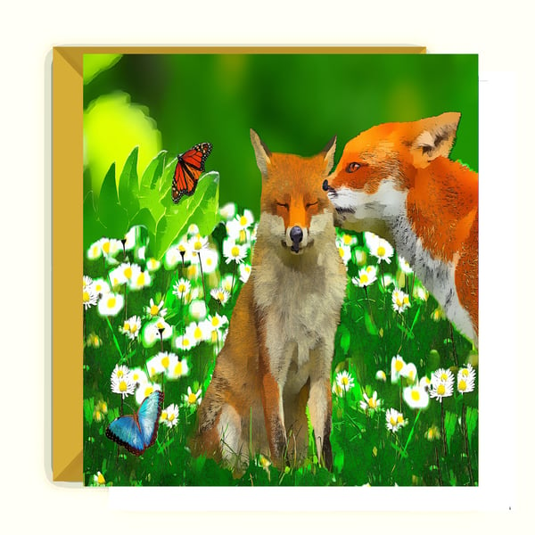 Fox Love Birthday, Greeting Card; Fox and Cub